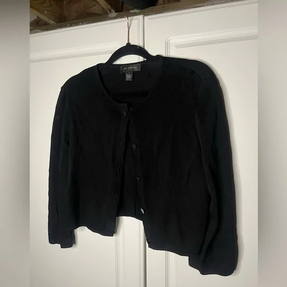St. John Black Cropped Cardigan - Picture 2 of 11